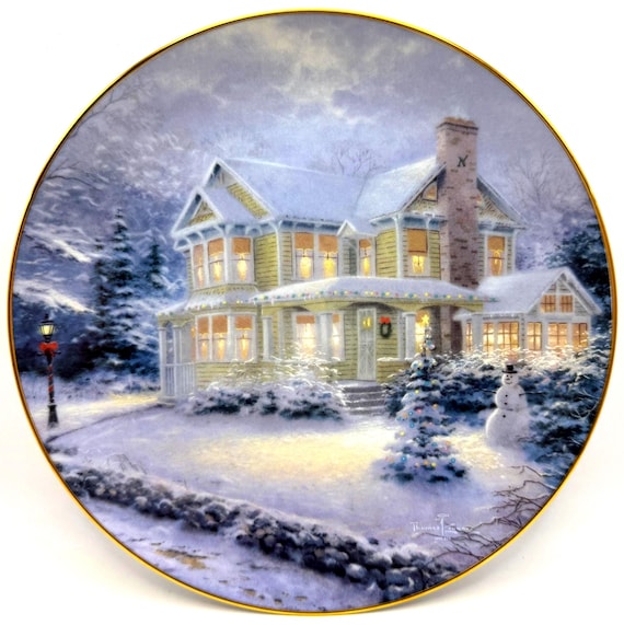 Vintage Thomas Kinkade Winter Memories 1993 Plate - Bradford Exchange Collectible