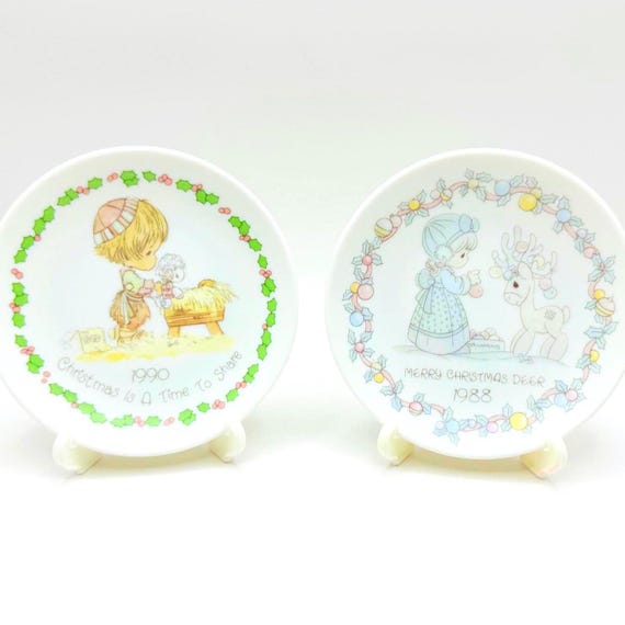 Vintage Precious Moments Mini Christmas Plates with Stands - Pick Your Favorite