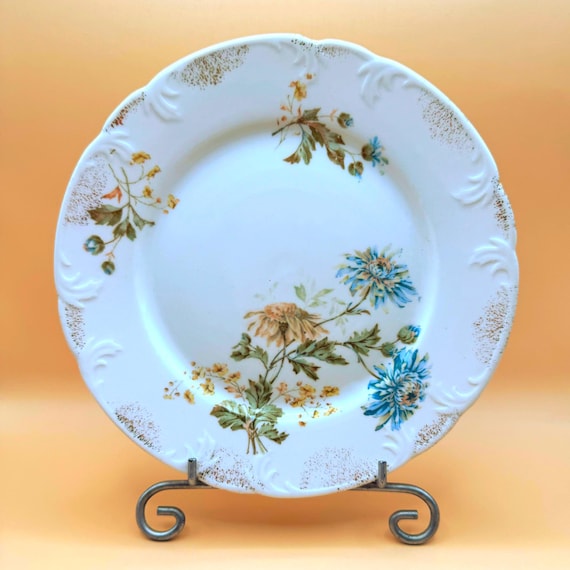 Antique Carl Tielsch Floral Plate, C.T. Eagle Mark, Decorative Plate