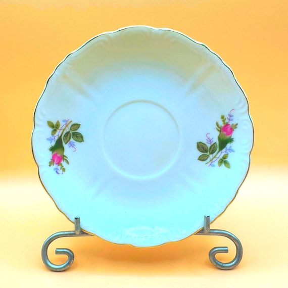 Vintage Pink Rosebud Fine China Saucers Set of 2