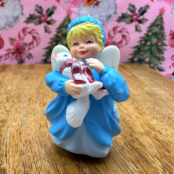 Vintage 1998 Hallmark “Guardian Friend” Angel & Kitten Ornament