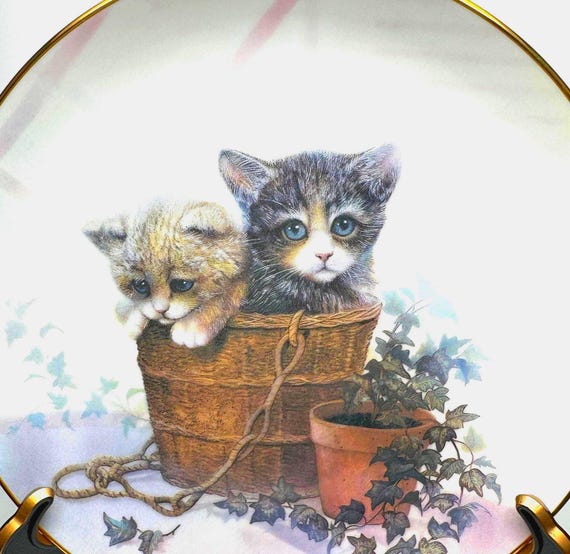 Vintage Danbury Mint 'Kitten Cousins' Collectible Plate - Charming Gift for Cat Lover - 'Double Trouble' By Ruane Manning