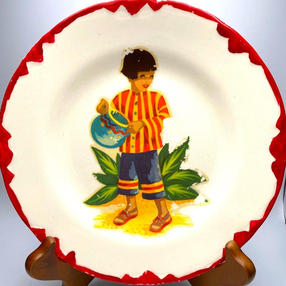 Vintage Charming Hand Painted Plate, 1950s