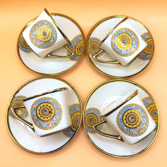 Antique Jeweled Teacups Set of 4
