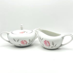 Charming Vintage Argent Rose Sugar Bowl & Creamer - Gambles Import Corp - Vintage Serving Set