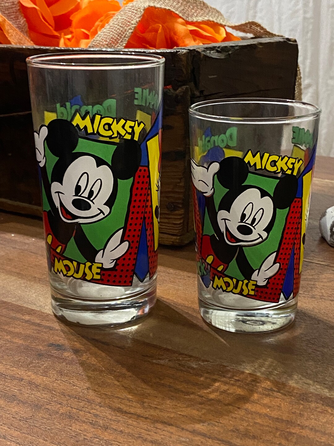 Walt Disney Drinking Glasses1 Taller Drinking Glass and 1 Etsy