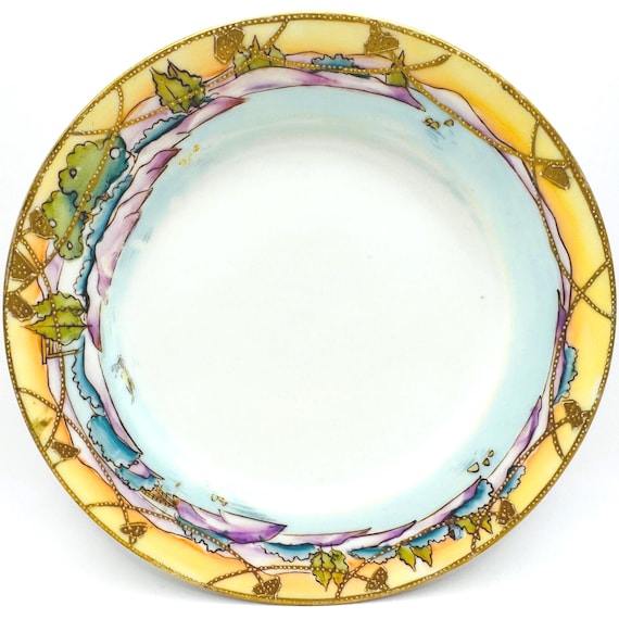 Vintage Hand Painted Plates - Water Edge Scene with Gold Detail - Made in Japan