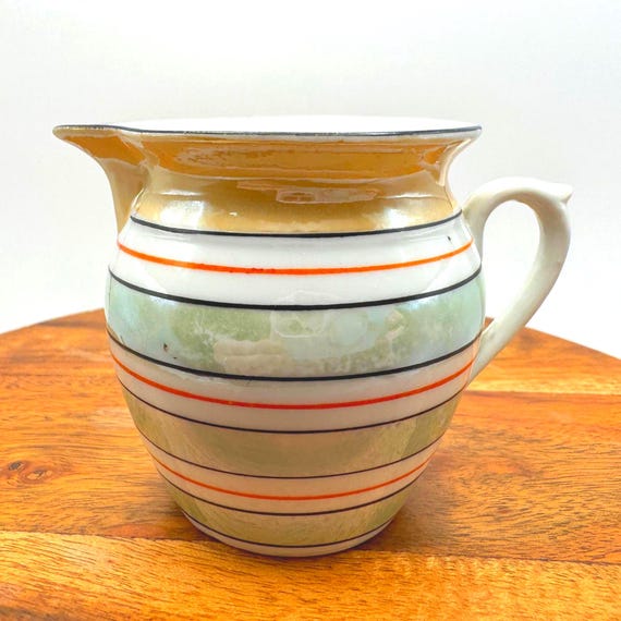 Striped Vintage Porcelain Creamer from Austria - Hand-Painted