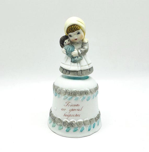 Vintage Bisque Hand Painted Bell - Mother and Baby Figurine - Friends Keepsake