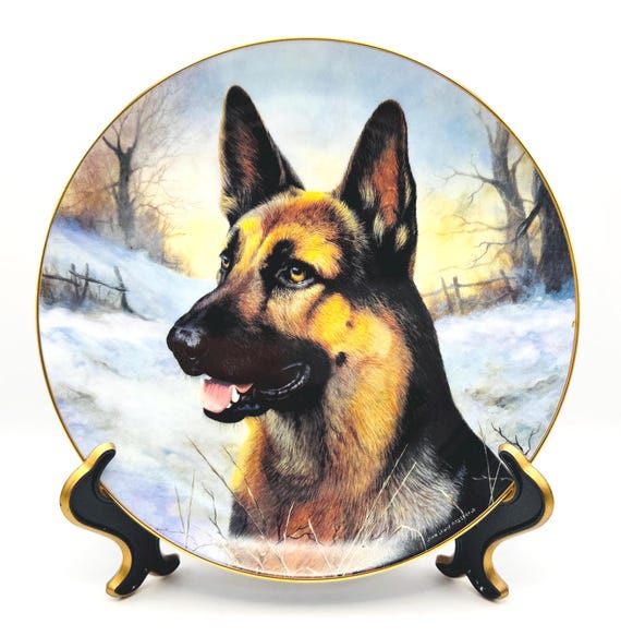 John Lewis Fitzgerald German Shepherds Plate - Vintage Danbury Mint Collectible