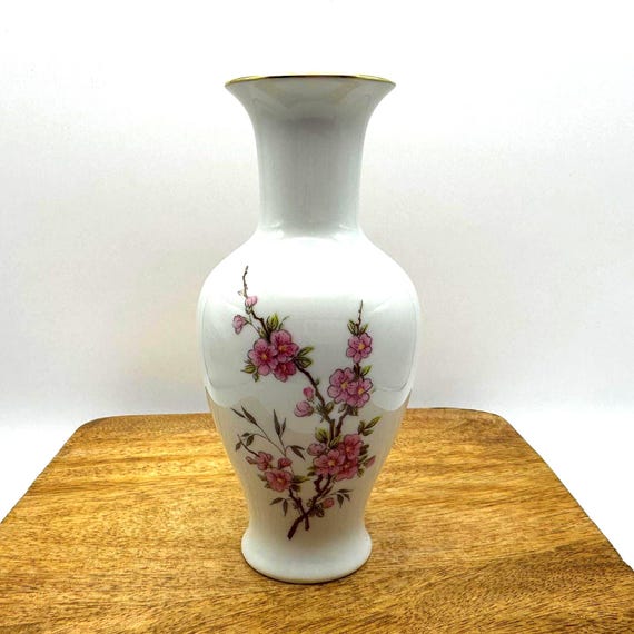 German Porcelain Cherry Blossom Vase