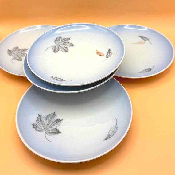 B&G Denmark Blue Ombre Plates Leaf Pattern Vintage