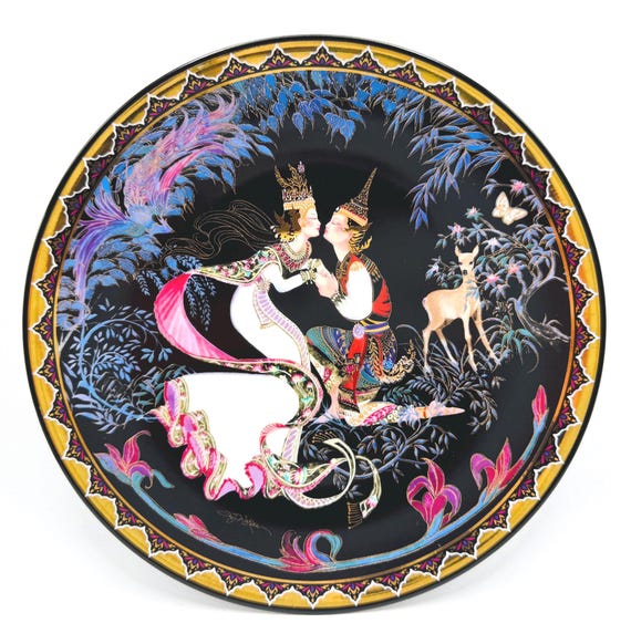 Love Story of Siam Plate - Royal Porcelain Collectible from Thailand