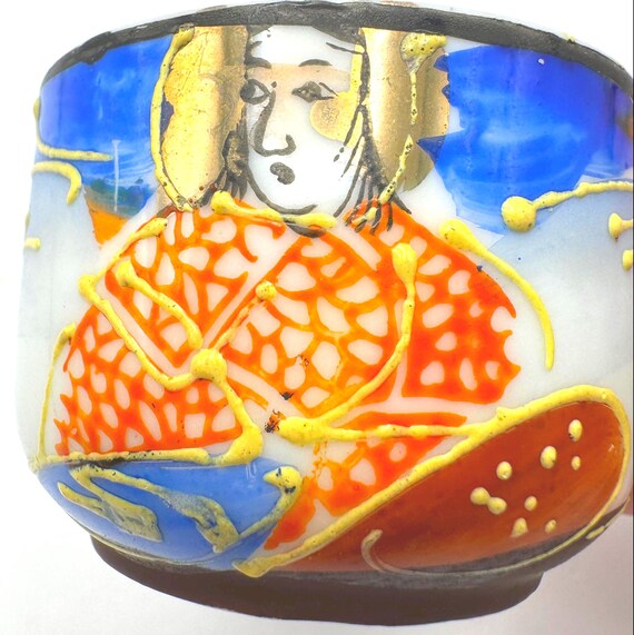 Unique Hand Painted Occupied Japan Moriage Satsuma Style Teacup
