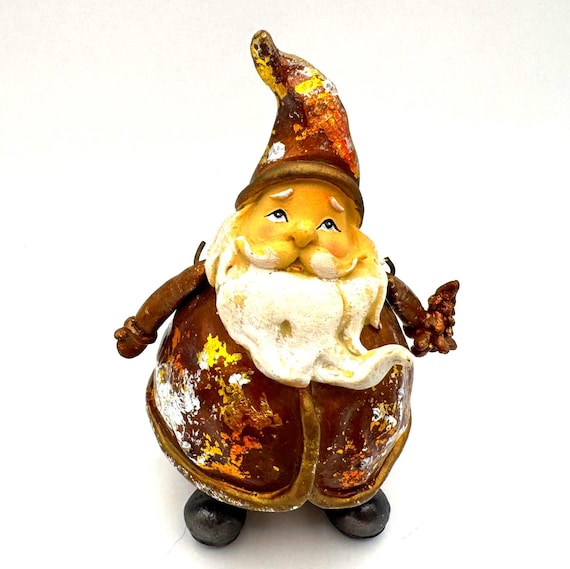 Rustic Santa Figurine - Hand-Painted Face
