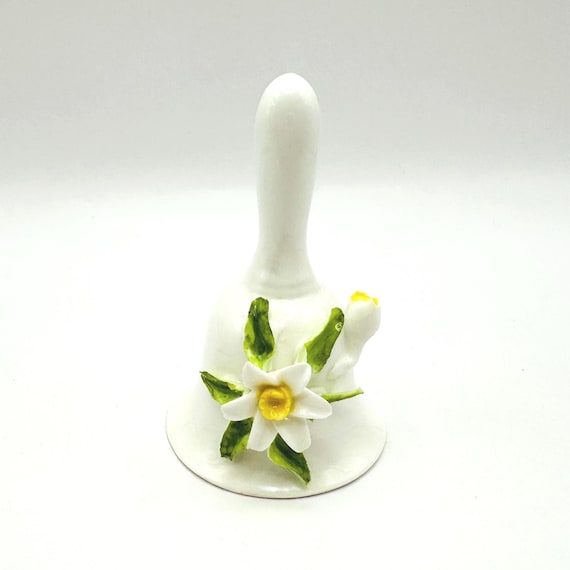 Sweet Mini Bell - Vintage Porcelain with Lovely Yellow Daffodil Accent
