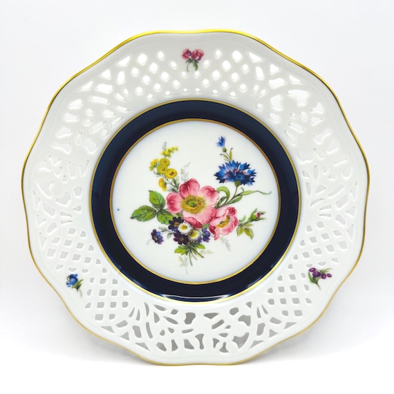 Echt Cobalt Floral Lattice Edge Decorative Bowl