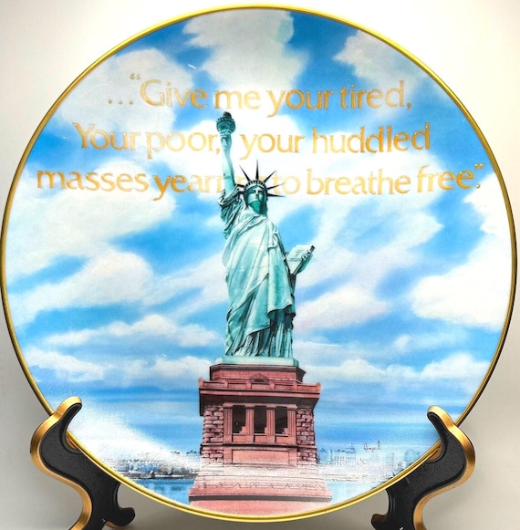Vintage Gorham Statue of Liberty Plate: 24K Gold Trim, 1985 Collectible