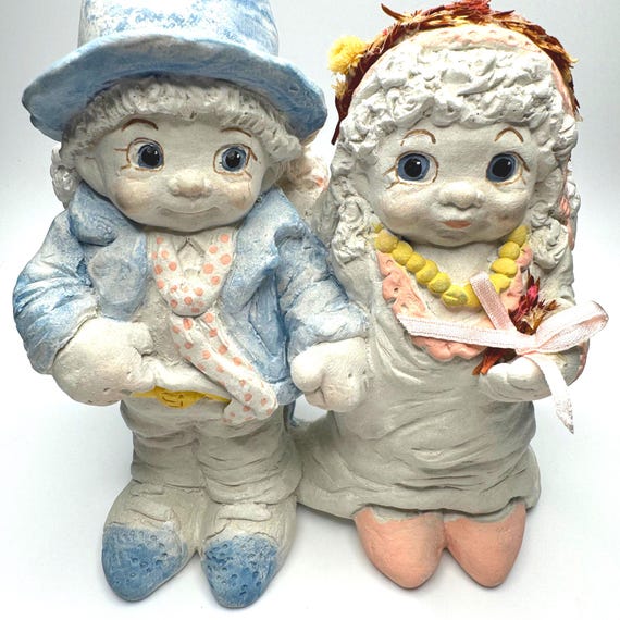 Vintage Dreamsicle Figurine: Sweet Cherub Wedding Rehearsal