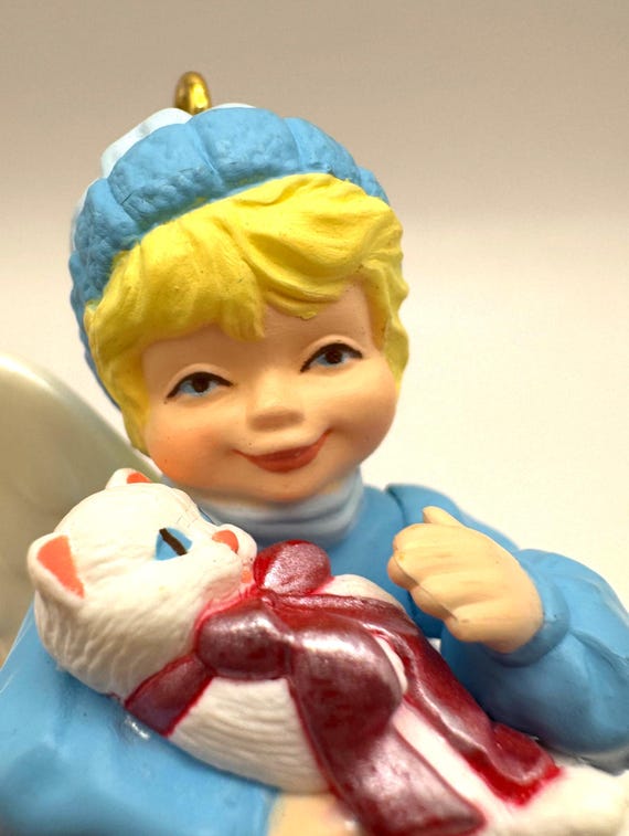 Vintage 1998 Hallmark “Guardian Friend” Angel & Kitten Ornament