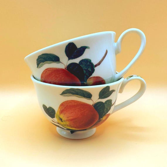 Queen's Fine China Hooker's Fruit Teacups Set of 2 RHS Botanical Fruit Tea Cups
