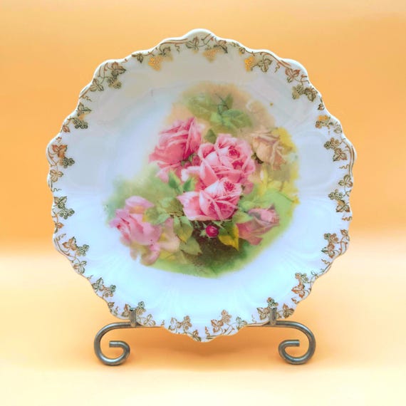 Antique Bavaria Rose Plates Set of 4 Z.S. & Co