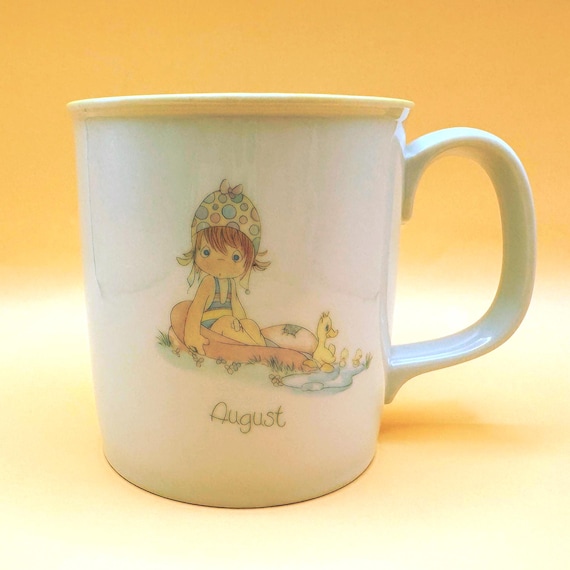 Precious Moments August Mug 1987 Birth Month Cup Yellow Interior
