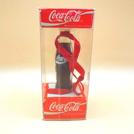 Vintage 1995 Coca Cola Santa Miniature Bottle Ornament