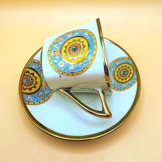 Antique Jeweled Teacups Set of 4