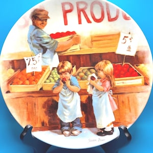 Vintage Jeanne Down - Knowles 1985 Plate - Jeanne Down&#39;s Friends I Remember Collection - 5th issue &quot;Fringe Benefits&quot; - Nostalgic Memories