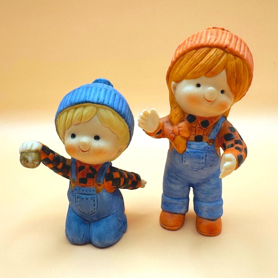 Vintage Enesco Children Figurine Pair 1980 Boy Girl