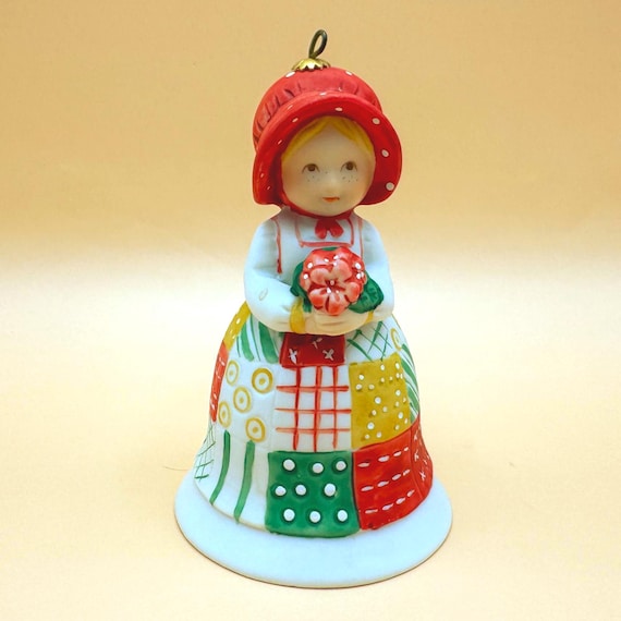 Vintage Holly Hobbie Bell Ornament 1981 Christmas Joy Porcelain