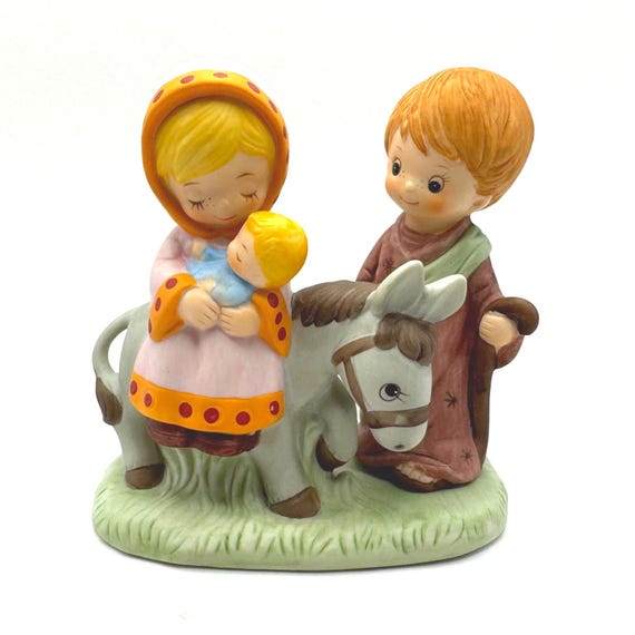 Retro Homco Nativity Scene Figurine - Joseph, Mary, Baby Jesus