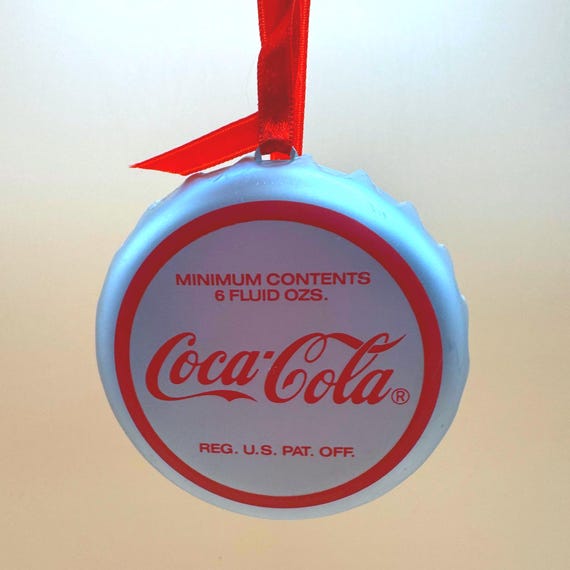 Vintage 1990 Coca Cola Santa Bottle Cap Ornament
