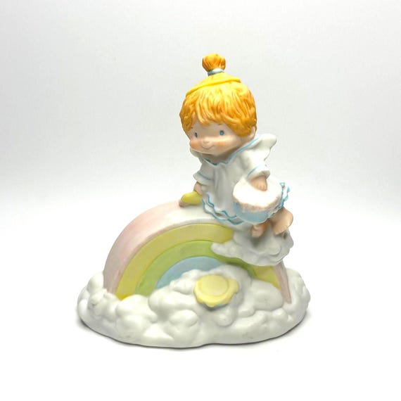 Vintage Katybeth Hallmark Figurine: Angel Painting Rainbow, 1984