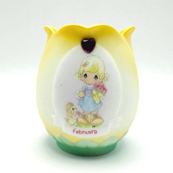 Vintage February Birthstone Votive Candle Holder with February Angel Figurine - Your choice!