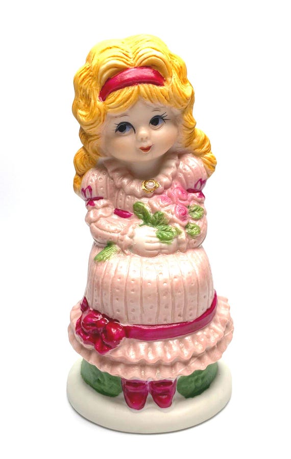 Vintage Jasco Rose Girl Figurine: Hand-Painted Potpourri Holder