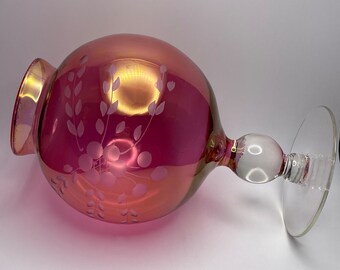 Stunning Vintage Hand Blown Cranberry Flashed Globe Pedestal Vase - A Timeless Treasure for your Home