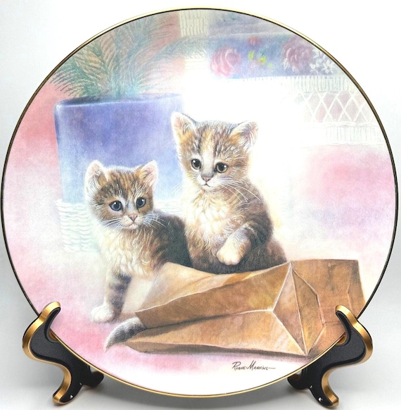 Vintage Danbury Mint 'Kitten Cousins' Collectible Plate - Charming Gift for Cat Lover - 'A Bag of Fun' By Ruane Manning