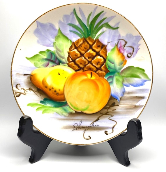 Vintage Hand-Painted Fruit Plate Signed Suzuki - Made in Japan