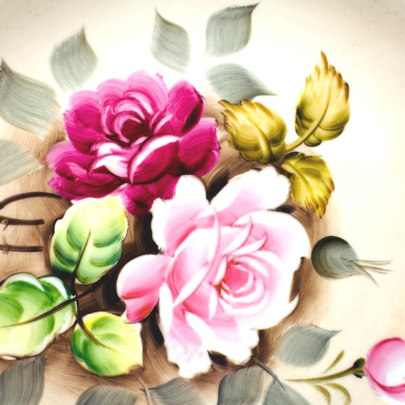 Pink Rose Decor: Vintage Lefton Hand-Painted Rose Plate