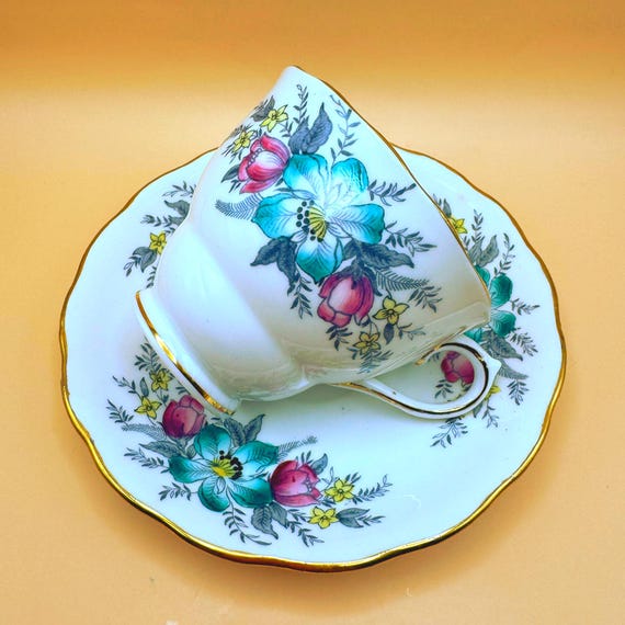 Vintage Colclough 6632 Floral Bone China Teacup & Saucer