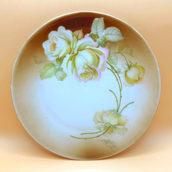 Antique Bavaria Rose Porcelain Plate Pink Roses