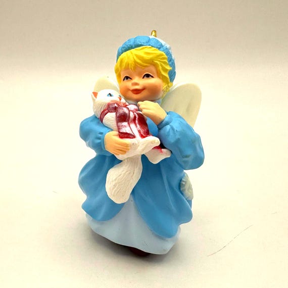 Vintage 1998 Hallmark “Guardian Friend” Angel & Kitten Ornament