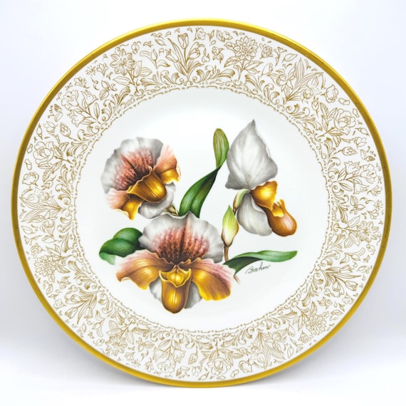 1979 Vintage Boehm Orchids with Gold Detail Collector Plate - Limited Issue