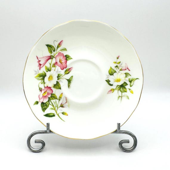 Vintage Duchess Fine Bone China Saucer - Pink and White Morning Glories Replacement