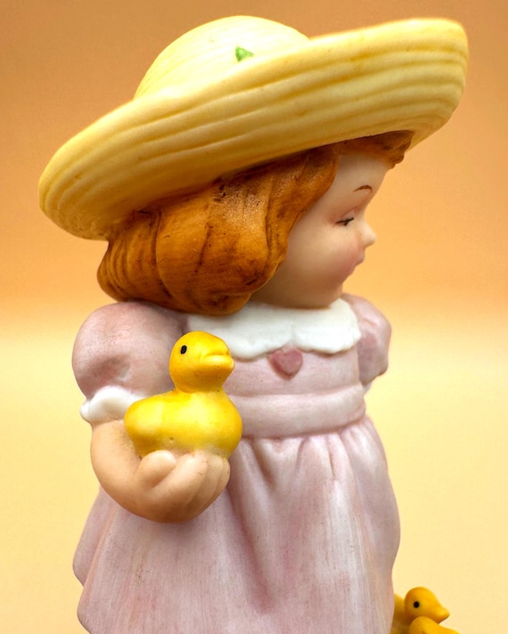 Vintage Avon Easter 1985 Girl With Chicks Figurine Bisque Collectible
