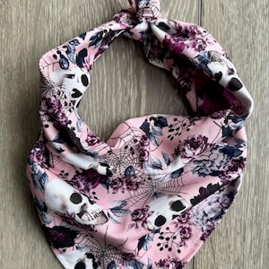 Skulls in Bloom Halloween Dog Bandana | Dark Romance Dog Bandana | Halloween Dog Bandana