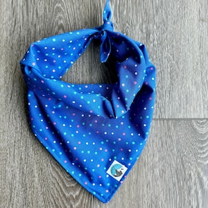 Dog Bandana Blue Polka Dot | Traditional Tie Bandana | Blue Dog Bandana SALE