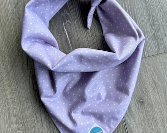 Lilac Me Dots Dog Bandana | Traditional Tie Bandana | Lilac Dog Bandana